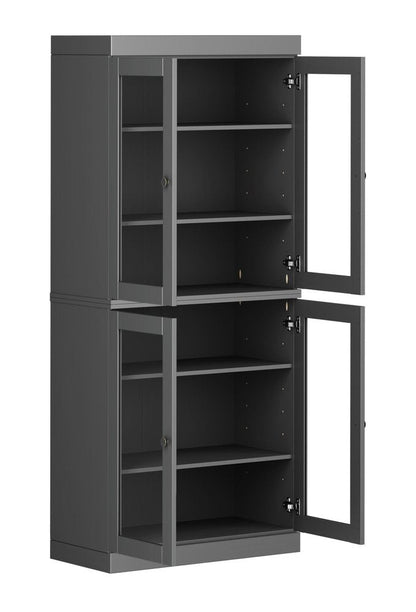 72" Gray Solid Wood Four Door Pantry Or Storage Closet HomeRoots