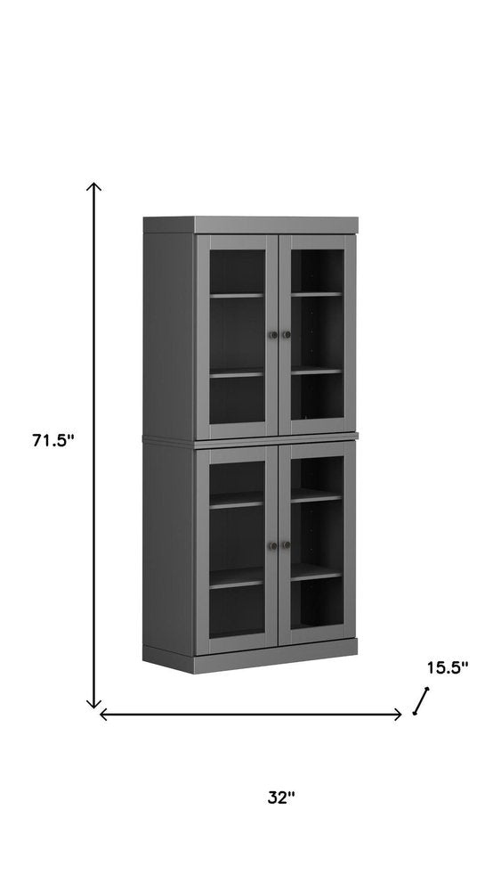72" Gray Solid Wood Four Door Pantry Or Storage Closet HomeRoots
