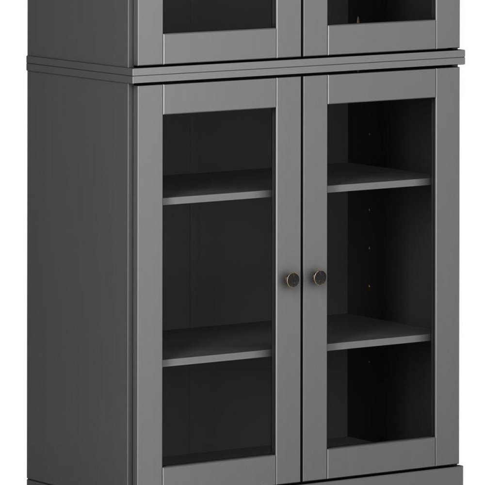 72" Gray Solid Wood Four Door Pantry Or Storage Closet — view 4