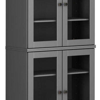72" Gray Solid Wood Four Door Pantry Or Storage Closet