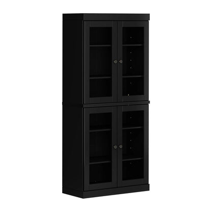 72" Black Solid Wood Four Door Pantry Or Storage Closet HomeRoots