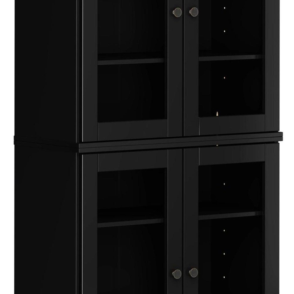 72" Black Solid Wood Four Door Pantry Or Storage Closet — view 5