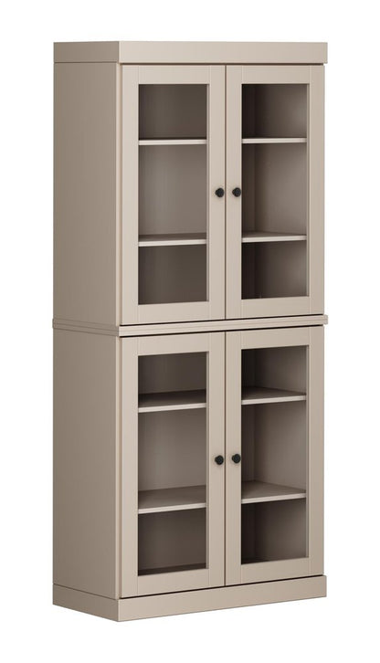 72" Beige Solid Wood Four Door Pantry Or Storage Closet HomeRoots