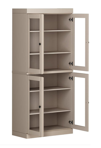 72" Beige Solid Wood Four Door Pantry Or Storage Closet HomeRoots
