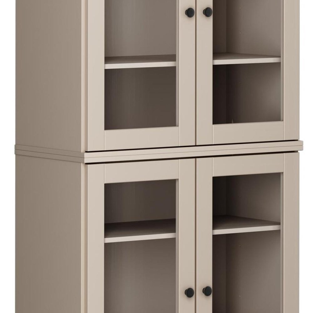 72" Beige Solid Wood Four Door Pantry Or Storage Closet — view 4