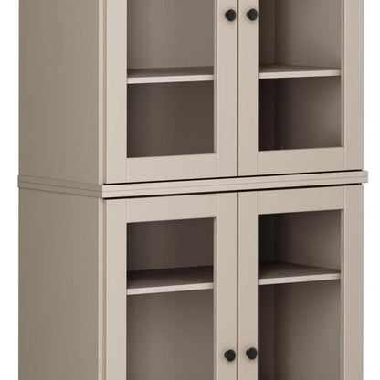72" Beige Solid Wood Four Door Pantry Or Storage Closet HomeRoots