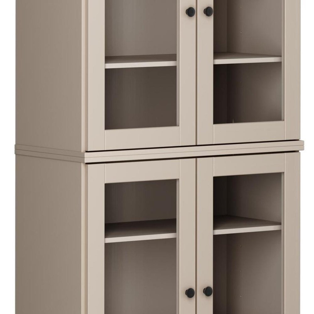 72" Beige Solid Wood Four Door Pantry Or Storage Closet