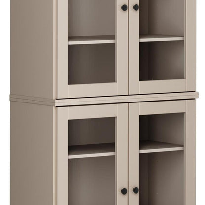 72" Beige Solid Wood Four Door Pantry Or Storage Closet