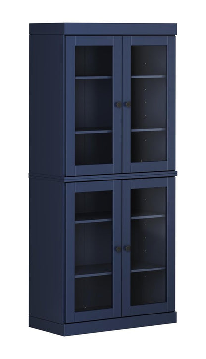 72" Navy Blue Solid Wood Four Door Pantry Or Storage Closet HomeRoots