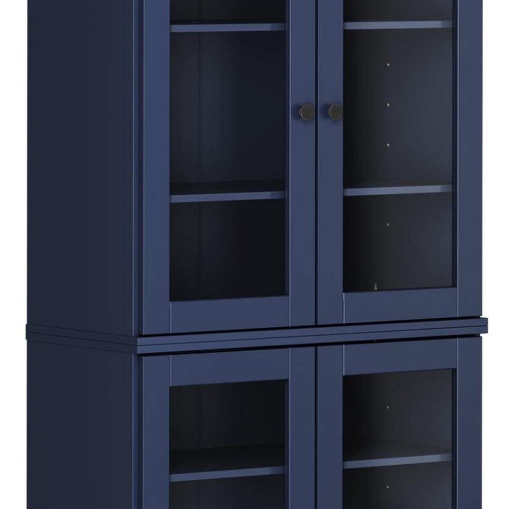 72" Navy Blue Solid Wood Four Door Pantry Or Storage Closet — view 3