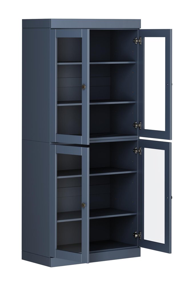 72" French Blue Solid Wood Four Door Pantry Or Storage Closet — view 2