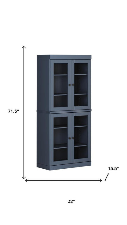 72" French Blue Solid Wood Four Door Pantry Or Storage Closet HomeRoots