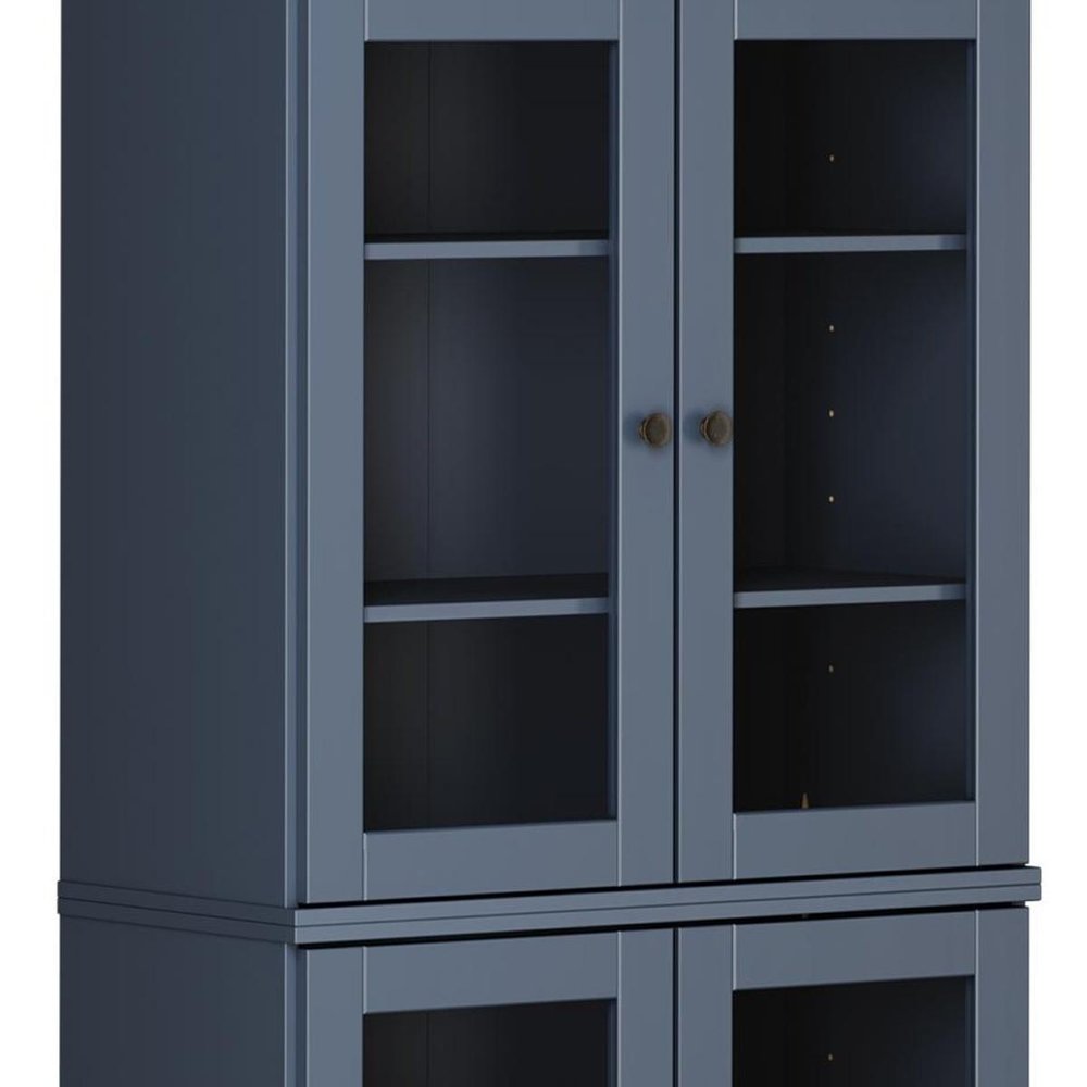 72" French Blue Solid Wood Four Door Pantry Or Storage Closet — view 4