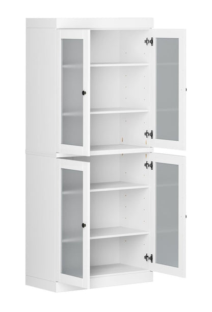 72" White Solid Wood Four Door Pantry Or Storage Closet HomeRoots