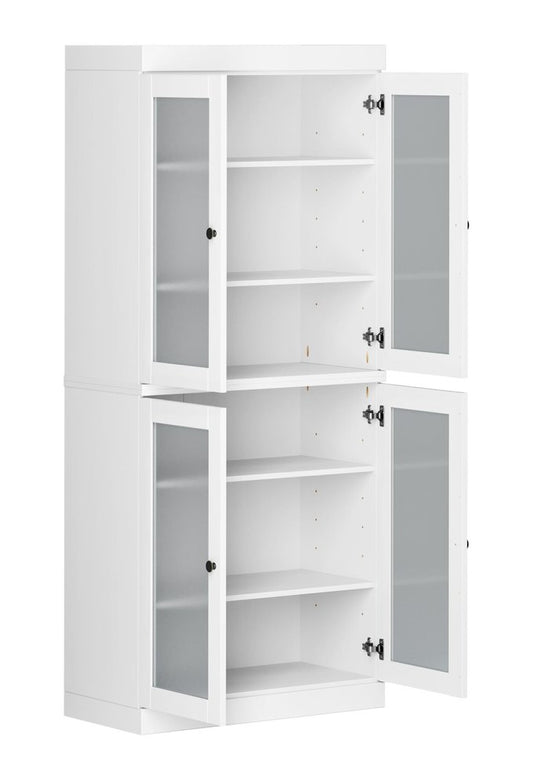 72" White Solid Wood Four Door Pantry Or Storage Closet HomeRoots