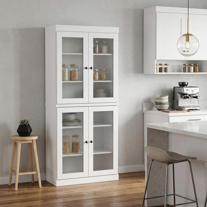 72" White Solid Wood Four Door Pantry Or Storage Closet HomeRoots