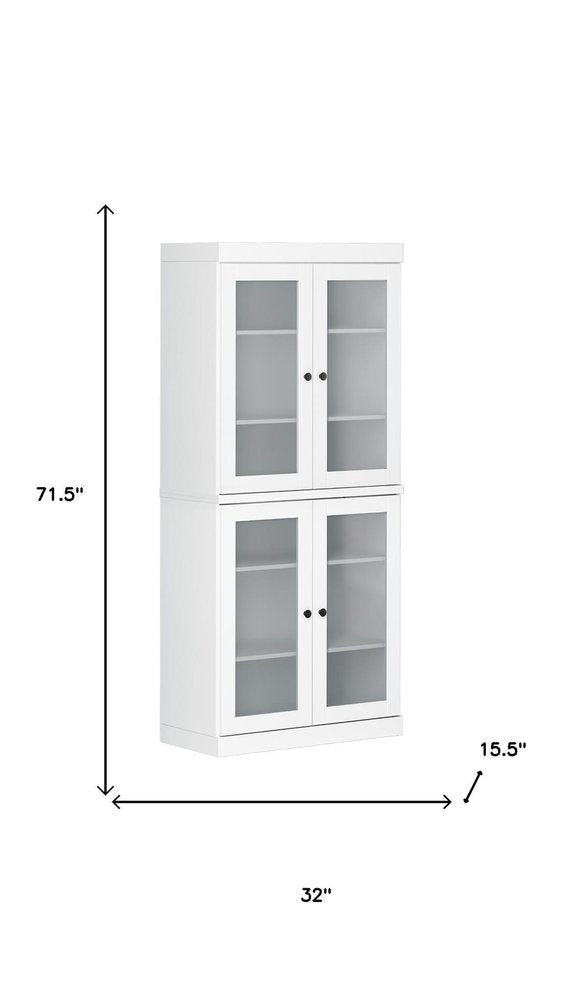 72" White Solid Wood Four Door Pantry Or Storage Closet — view 3