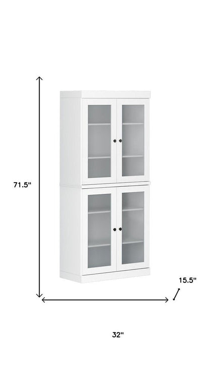 72" White Solid Wood Four Door Pantry Or Storage Closet HomeRoots