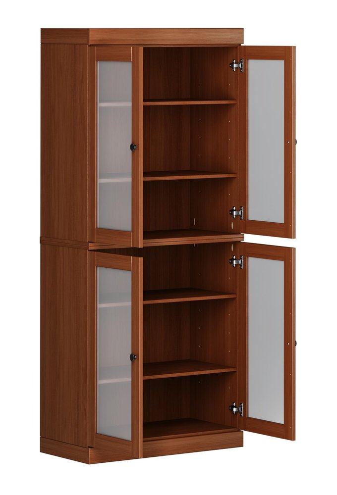 72" Coffee Solid Wood Four Door Pantry Or Storage Closet HomeRoots