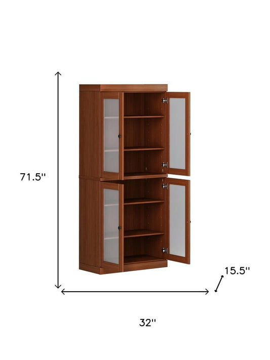 72" Coffee Solid Wood Four Door Pantry Or Storage Closet HomeRoots
