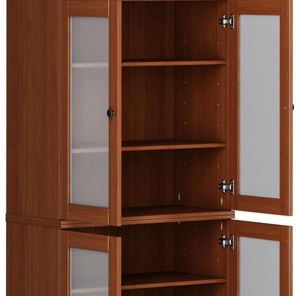 72" Coffee Solid Wood Four Door Pantry Or Storage Closet HomeRoots
