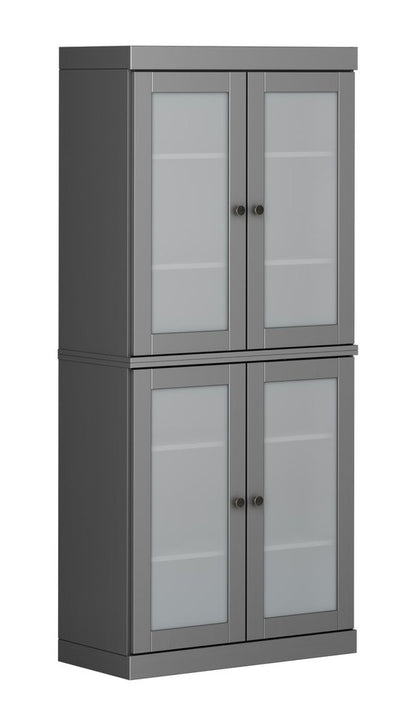 72" Gray Solid Wood Four Door Pantry Or Storage Closet HomeRoots