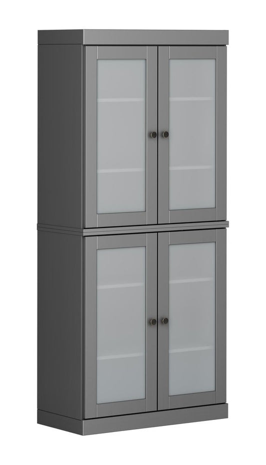 72" Gray Solid Wood Four Door Pantry Or Storage Closet HomeRoots
