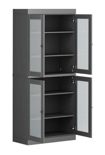 72" Gray Solid Wood Four Door Pantry Or Storage Closet HomeRoots