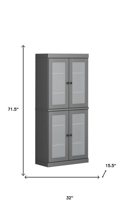 72" Gray Solid Wood Four Door Pantry Or Storage Closet HomeRoots