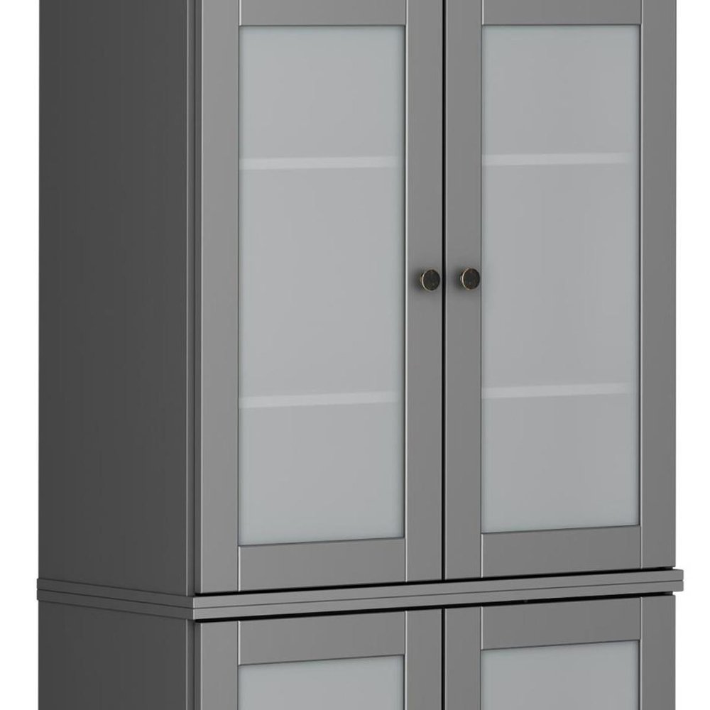 72" Gray Solid Wood Four Door Pantry Or Storage Closet HomeRoots