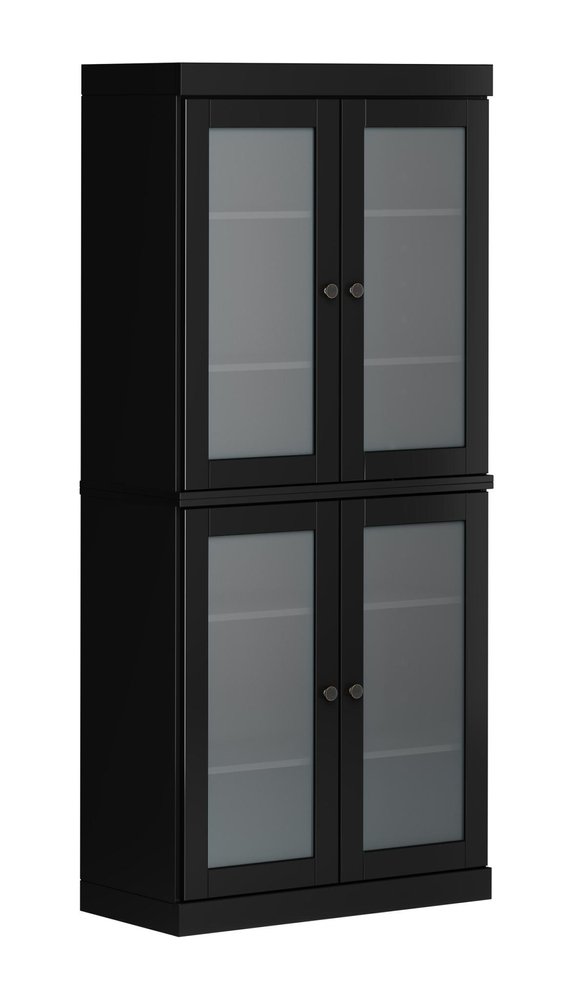 72" Black Solid Wood Four Door Pantry Or Storage Closet HomeRoots