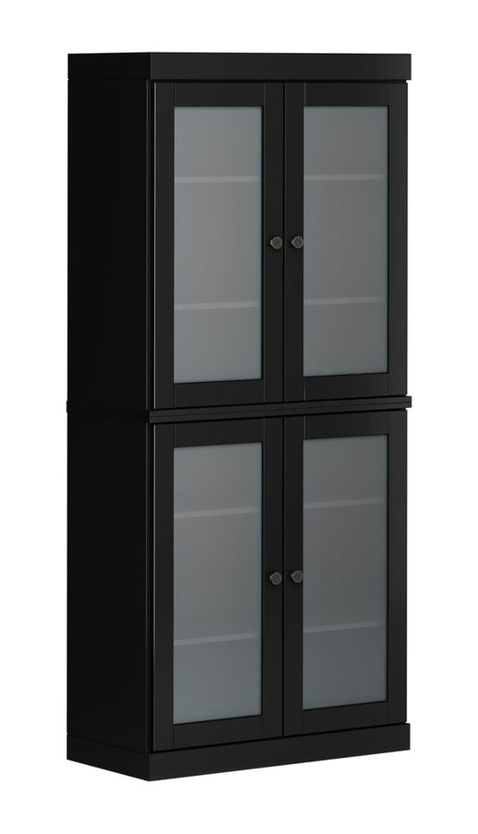 72" Black Solid Wood Four Door Pantry Or Storage Closet HomeRoots
