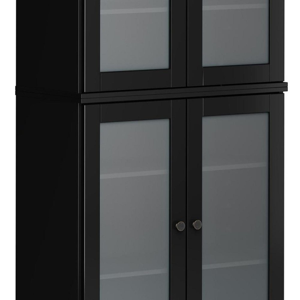72" Black Solid Wood Four Door Pantry Or Storage Closet — view 3