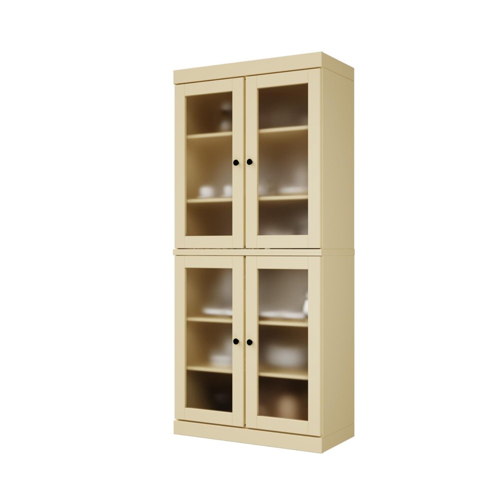 72" Yellow Solid Wood Four Door Pantry Or Storage Closet — view 1