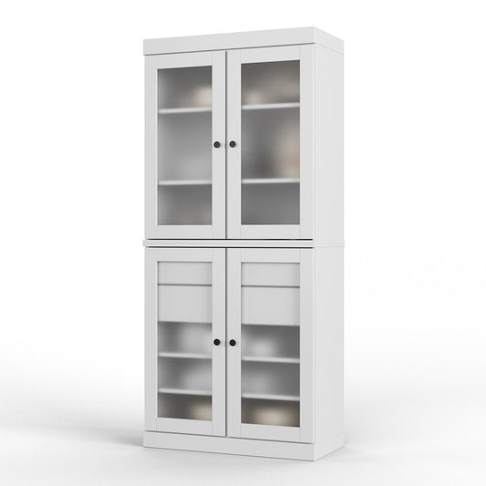 72" White Solid Wood Four Door Two Drawer Pantry Or Storage Closet HomeRoots