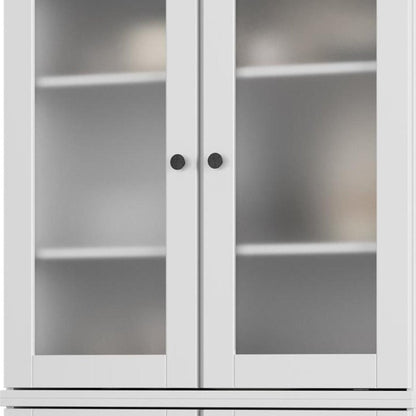 72" White Solid Wood Four Door Two Drawer Pantry Or Storage Closet HomeRoots
