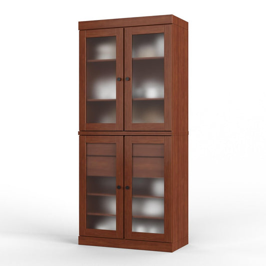 72" Coffee Solid Wood Four Door Two Drawer Pantry Or Storage Closet HomeRoots