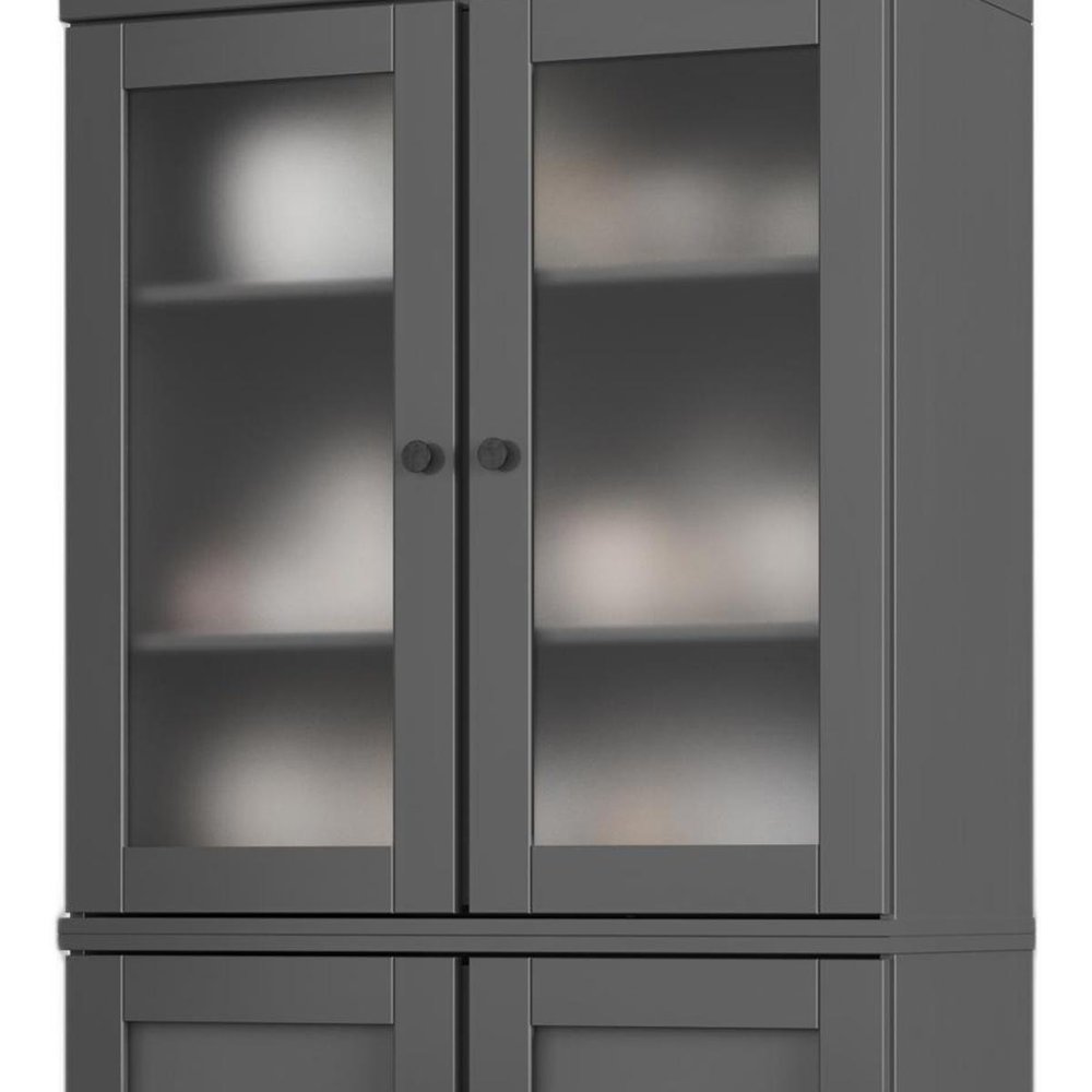 72" Gray Solid Wood Four Door Two Drawer Pantry Or Storage Closet — view 4