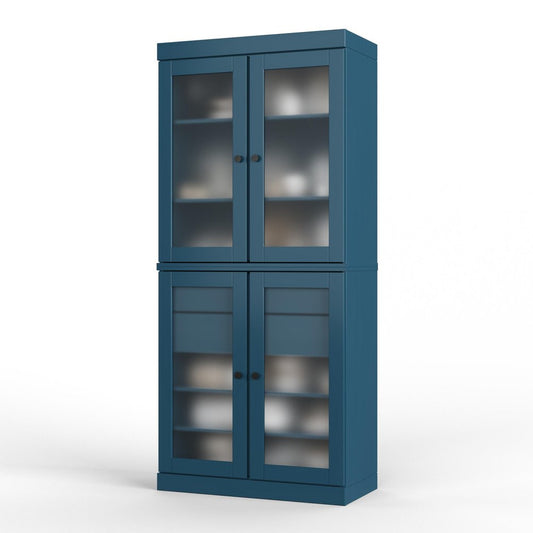72" Teal Blue Solid Wood Four Door Two Drawer Pantry Or Storage Closet HomeRoots