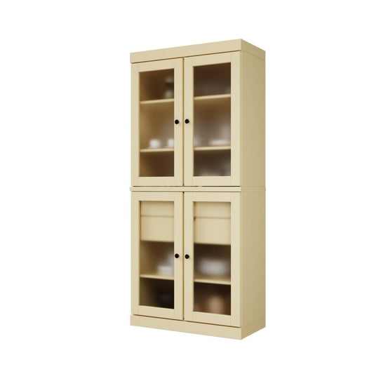 72" Yellow Solid Wood Four Door Two Drawer Pantry Or Storage Closet HomeRoots