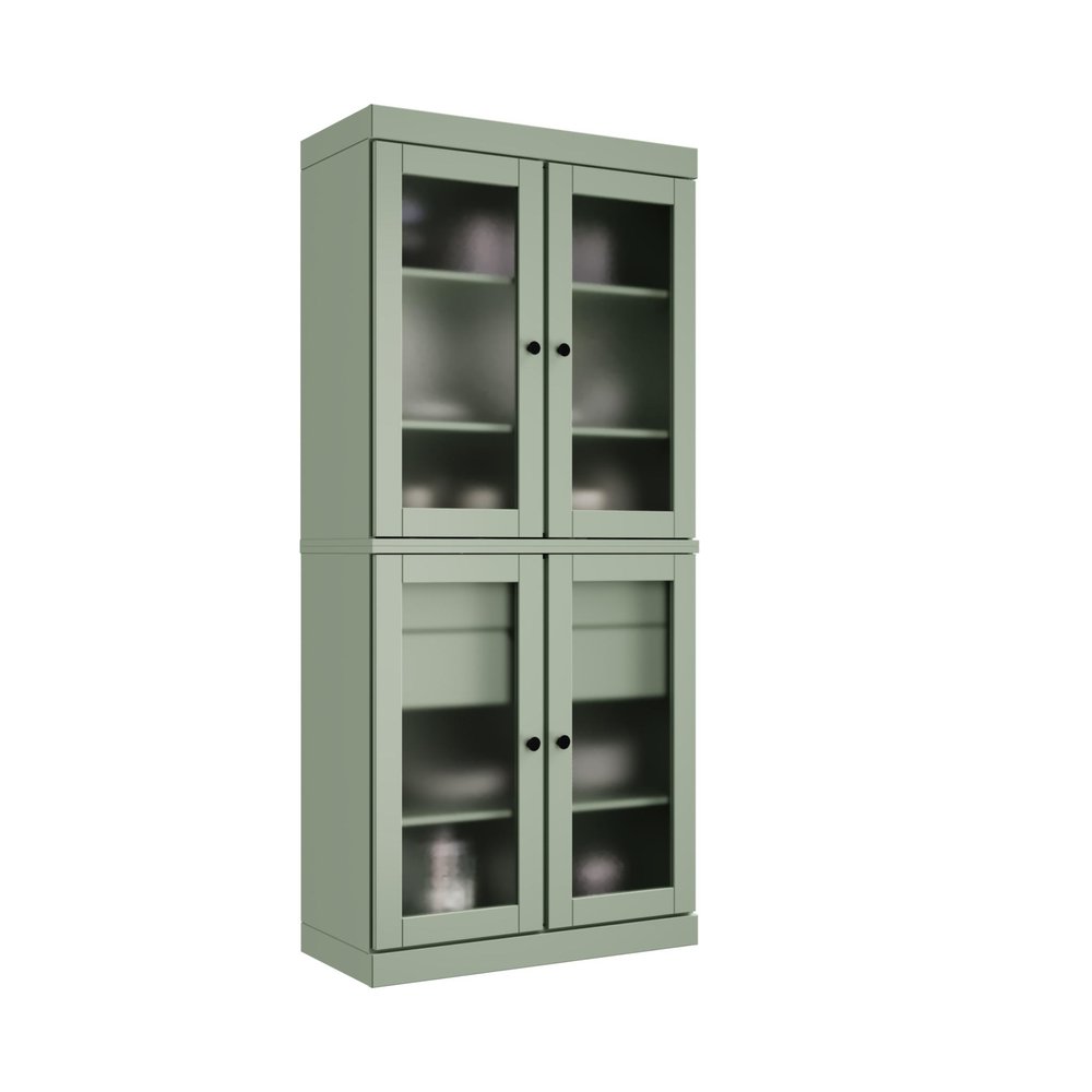 72" Sage Solid Wood Four Door Two Drawer Pantry Or Storage Closet HomeRoots