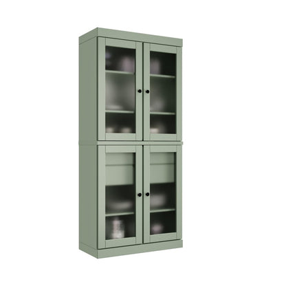 72" Sage Solid Wood Four Door Two Drawer Pantry Or Storage Closet HomeRoots