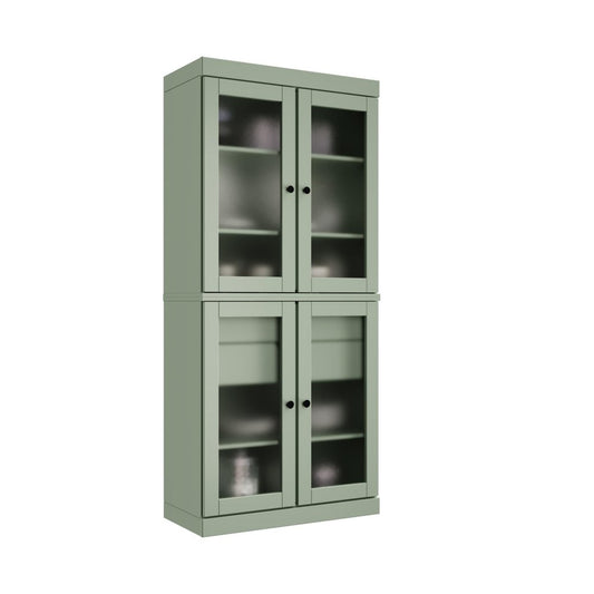 72" Sage Solid Wood Four Door Two Drawer Pantry Or Storage Closet HomeRoots