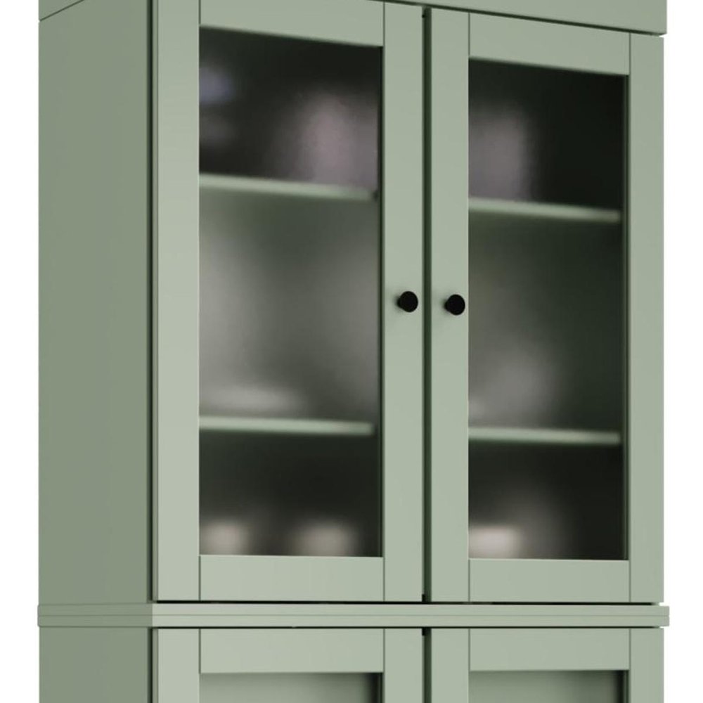 72" Sage Solid Wood Four Door Two Drawer Pantry Or Storage Closet HomeRoots