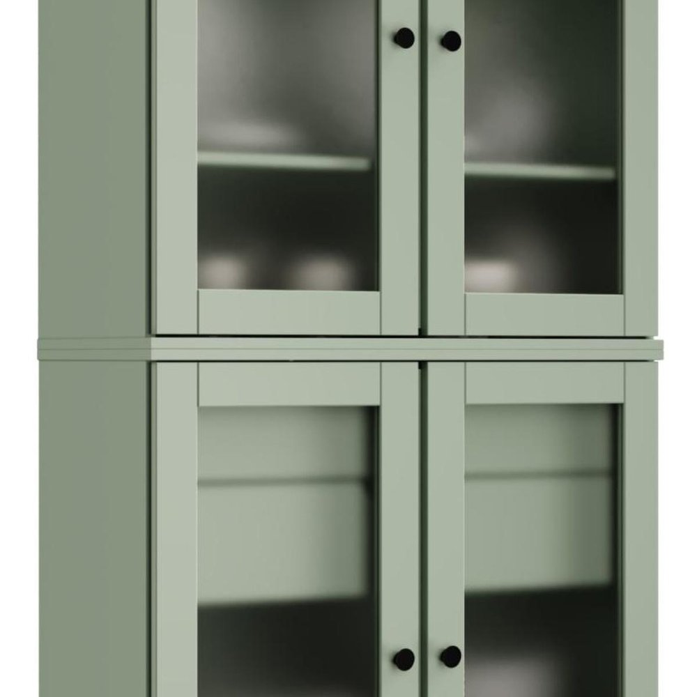 72" Sage Solid Wood Four Door Two Drawer Pantry Or Storage Closet — view 3