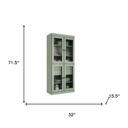 72" Sage Solid Wood Four Door Two Drawer Pantry Or Storage Closet HomeRoots