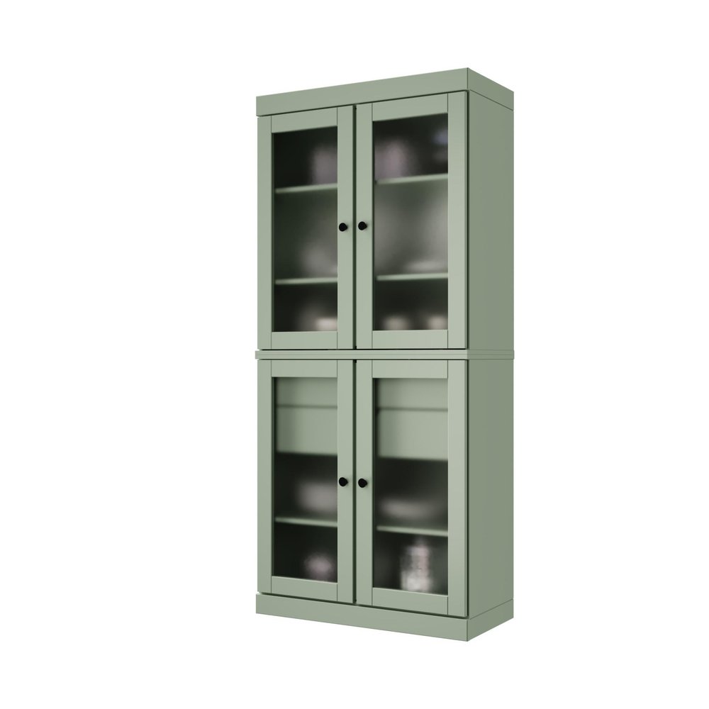 72" Sage Solid Wood Four Door Two Drawer Pantry Or Storage Closet — view 6