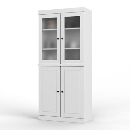 72" White Solid Wood Four Door Pantry Or Storage Closet HomeRoots