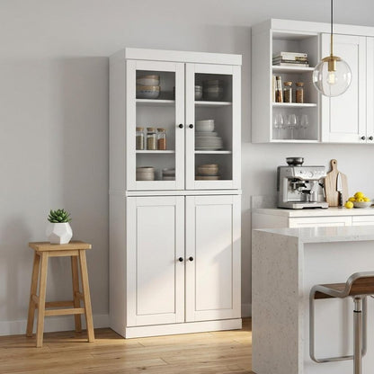 72" White Solid Wood Four Door Pantry Or Storage Closet HomeRoots