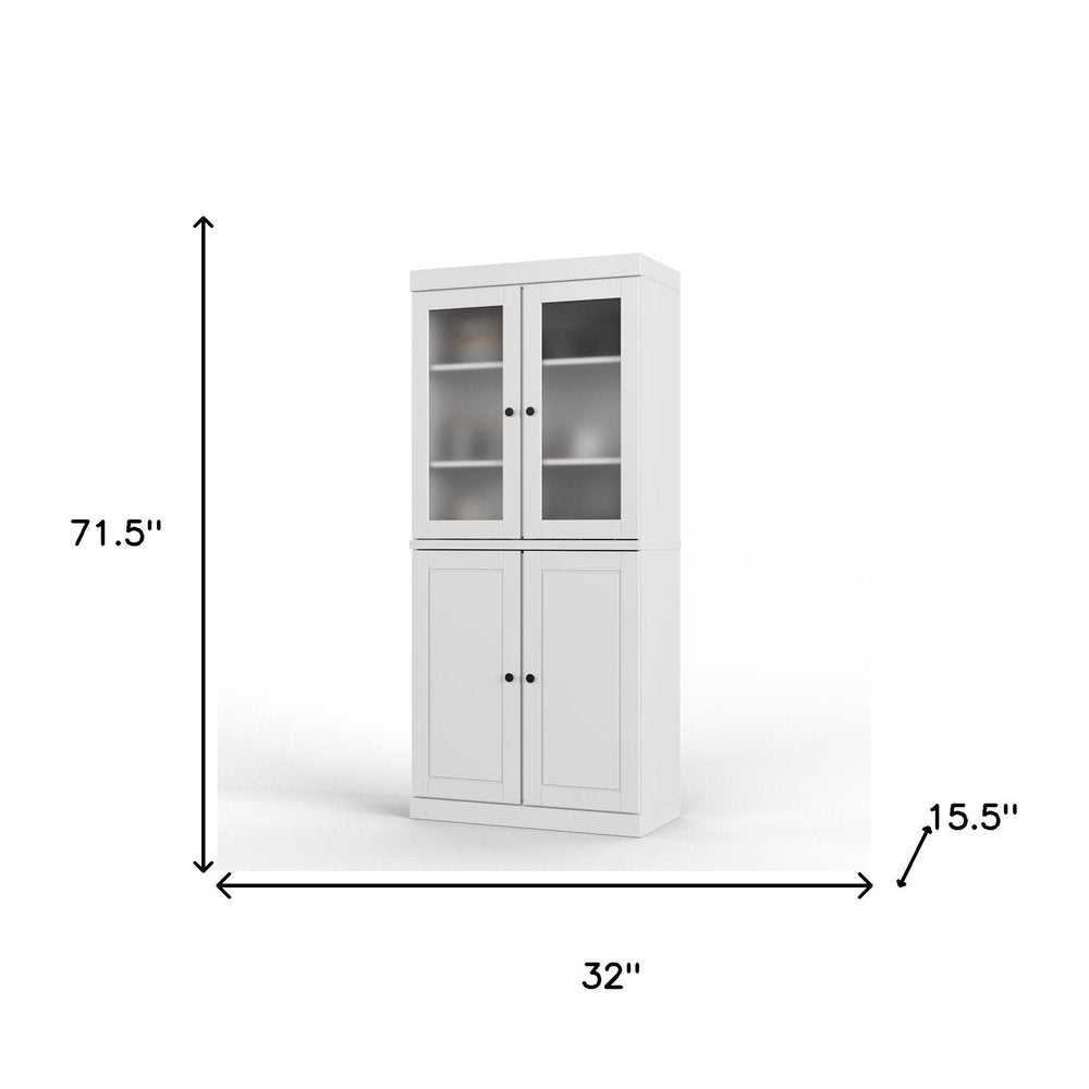 72" White Solid Wood Four Door Pantry Or Storage Closet HomeRoots